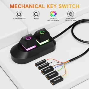 2M RGB LED Lights Computer Desktop Switch PC Motherboard External Start Power On/Off And Reset Button Extension Cable Key Switch