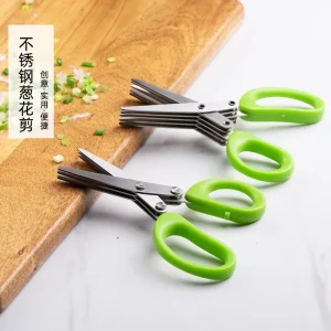 Muti-Layers Kitchen Scissors Stainless Steel Vegetable Cutter Scallion Herb Laver Spices cooking Tool Cut Kitchen Accessories