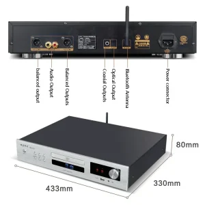 Tube CD Player Bluetooth 5.2 Built-in Dual 6*1N Tube USB Lossless Playback Professional Grade HIFI CD Player OPA2604 Op-Amp Chip