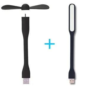 Portable Creative Mini USB Fan Flexible Bendable Cooling Fan and USB LED Light For Power Bank Notebook & Computer Summer Gadget