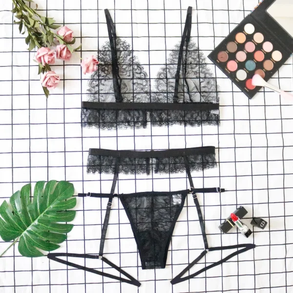 Ellolace Sexy Lace Lingerie Women Underwear 3 Piece Set See Through Bodycon Bra Patry Set Black Lingeries Bodydoll Sexy Sets - Image 6