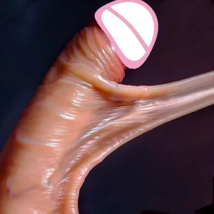 Consoladores realistas para mujer, prepucio deslizante de la piel, consolador para testículos, estimulación Anal y vaginal, pene grande con correa, Juguetes sexuales para mujer