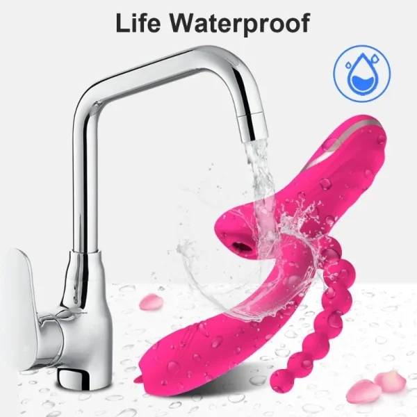 TINGNAI 3 en 1 consolador con ventosa para clítoris vibrador para mujeres clítoris punto G lengua lamiendo estimulador de vacío juguetes 10 modos de vibración - Image 5