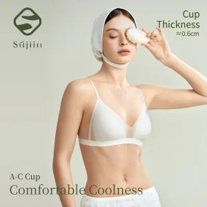 SUJIIN Women’s Seamless Push Up Bra Summer Wireless Cool Bralette Female French Triangle Cup Spaghetti Strap Bra for Women MX303