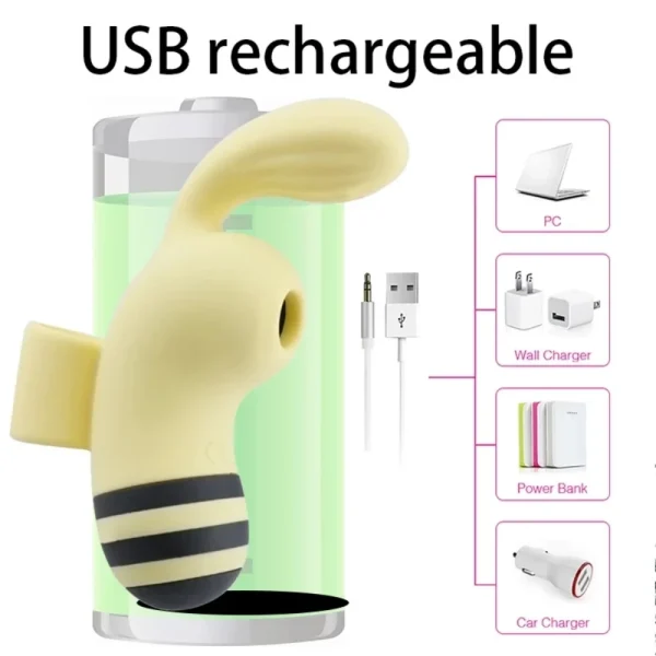 Vibrador de succión de clítoris con forma de abeja, masturbador de clítoris para mamada recargable, estimulador femenino, Juguetes sexuales para adultos para mujeres mayores de 18 años - Image 3