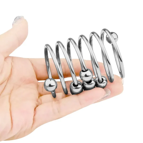 Anillo de Metal para pene, Juguetes sexuales para hombres, retardante de eyaculación, estimulador del glande, esperma bloqueada, anillo para pene pesado de acero inoxidable con cuentas BDSM