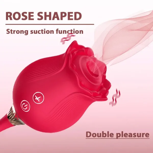 Consolador vibrador de empuje de succión de rosa para mujer, estimulador de clítoris y pezón, huevo vibrador, lengua, lamiendo clítoris, juguete sexual con ventosa - Image 6