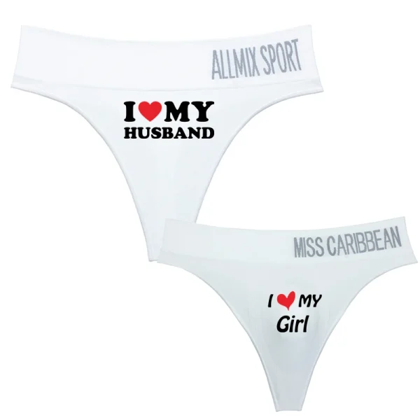 I LOVE MY Husband Hot Sexy Couples Panties Couples Lovers Cotton Underwear Homme Lingerie High-waist Sexy Panties Thong G String - Image 4
