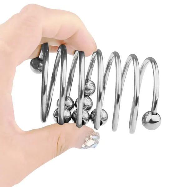 Anillo de Metal para pene, Juguetes sexuales para hombres, retardante de eyaculación, estimulador del glande, esperma bloqueada, anillo para pene pesado de acero inoxidable con cuentas BDSM - Image 3