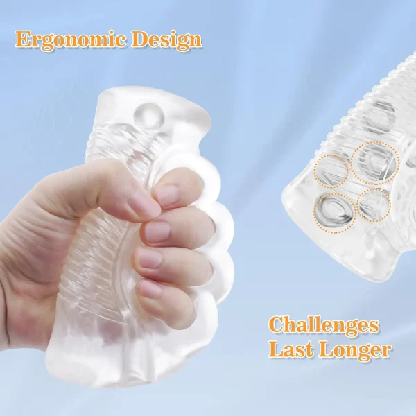 Juguete masculino: masajeador genital de bolsillo transparente, boca y textura realistas, set para hombres, juguete para adultos
