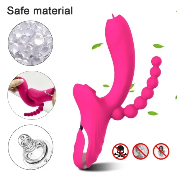 TINGNAI 3 en 1 consolador con ventosa para clítoris vibrador para mujeres clítoris punto G lengua lamiendo estimulador de vacío juguetes 10 modos de vibración - Image 6