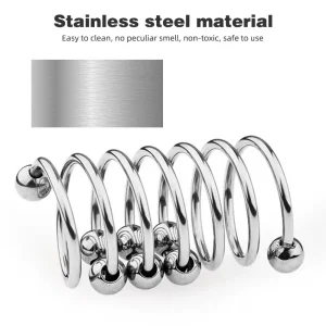 Anillo de Metal para pene, Juguetes sexuales para hombres, retardante de eyaculación, estimulador del glande, esperma bloqueada, anillo para pene pesado de acero inoxidable con cuentas BDSM