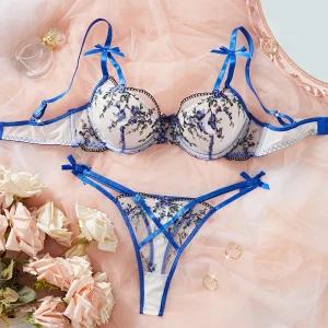 Female Lingeries Sexy Hot Fancy Underwear Floral Embroidery Bra Sets Women’s Ethical Underwear Romantic Lingeries Sexy Outfits