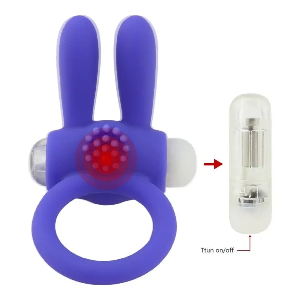 Anillo de silicona para pene de conejo para hombre, Juguetes sexuales, vibrador, anillos para pene, retardante de agrandamiento, estimulador del clítoris, Vagina para adultos mayores de 18 años, Sex Shop - Image 3