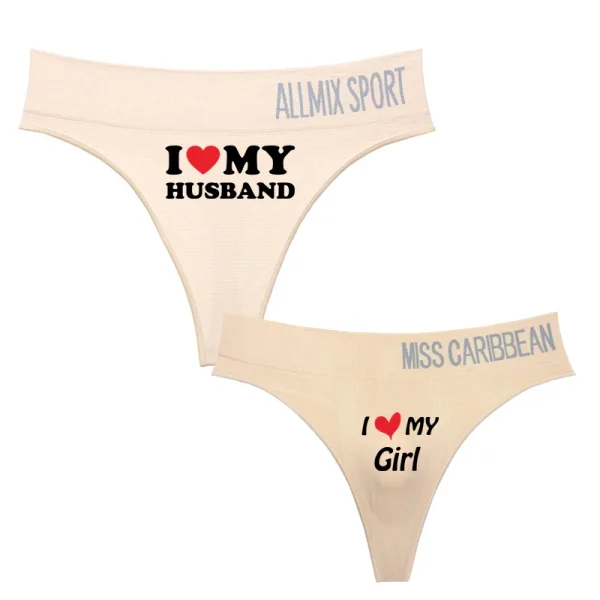 I LOVE MY Husband Hot Sexy Couples Panties Couples Lovers Cotton Underwear Homme Lingerie High-waist Sexy Panties Thong G String - Image 3