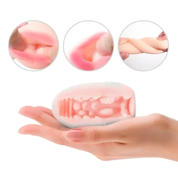 Mini tazas masturbador huevo estimulador portátil masajeador de pene goma suave juguetes sexuales para adultos para hombres vagina realista bolsillo Coño - Image 4