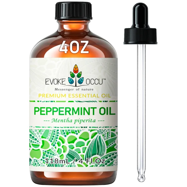 EVOKE OCCU Peppermint Essential Oils, 118ML/4 Fl.Oz. Premium Plant Oil for Diffuser, Hair, Massage, Skin, Candle Soap Making,