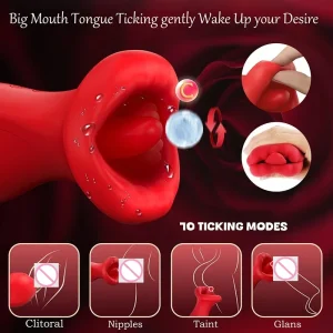 Vibrador de lengua de empuje 3 en 1, estimulador del clítoris de 10 velocidades con lamer la boca y chupar el punto G, juguete sexual para orgasmo táctil para adultos 18+