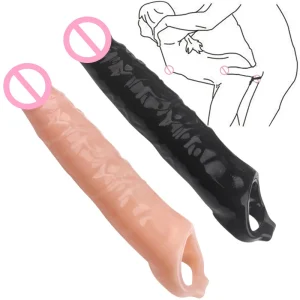 Manga de pene para hombres, extensor, condones reutilizables, retardante de eyaculación, tapón Anal, Juguetes sexuales para hombres, sin vibrador para mujeres