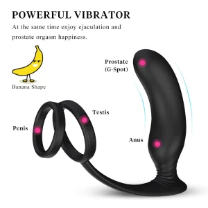 Vibrador de masaje de próstata masculino, tapón Anal de silicona, estimulador de próstata, anillo retardante de eyaculación, juguete sexual para adultos para hombres, cola 18+