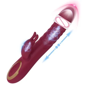 TINGNAI 10 modos de vibración 3 en 1 consolador conejo estiramiento vibrador lengua lamiendo punto G empuje clítoris vibrador juguetes para mujeres