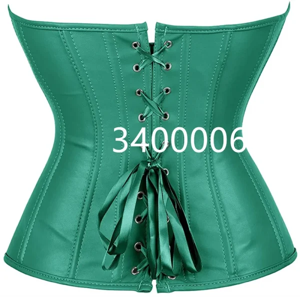 Ladies Faux Leather Corsets for Waist Pu Overbust Corsets Busties with Hot Lingerie Zipper Plus Size Burlesque Sexy Black red - Image 4