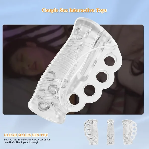 Juguete masculino: masajeador genital de bolsillo transparente, boca y textura realistas, set para hombres, juguete para adultos - Image 6