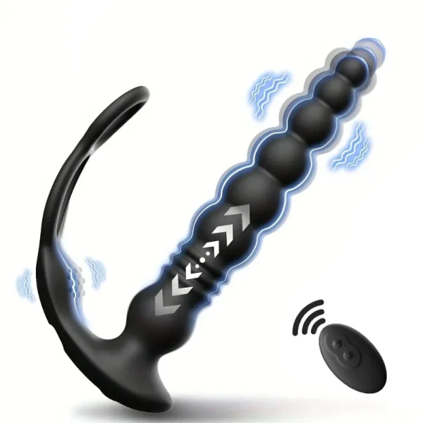 Masajeador de próstata PUMING, vibrador Anal telescópico con anillo para pene, tapón Anal, Control remoto, juguete sexual para ano portátil para hombres Gay 18+