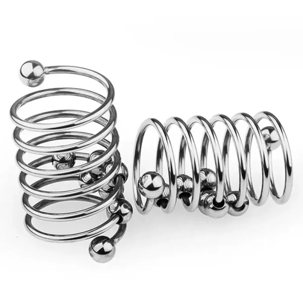 Anillo de Metal para pene, Juguetes sexuales para hombres, retardante de eyaculación, estimulador del glande, esperma bloqueada, anillo para pene pesado de acero inoxidable con cuentas BDSM - Image 4