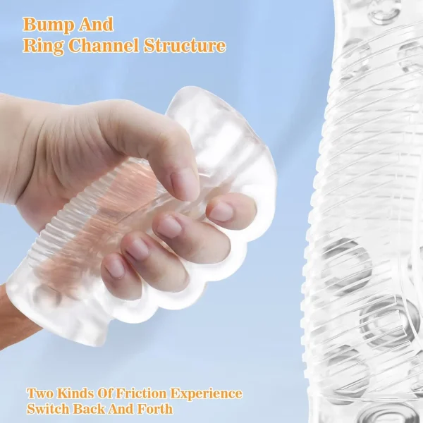 Juguete masculino: masajeador genital de bolsillo transparente, boca y textura realistas, set para hombres, juguete para adultos - Image 5