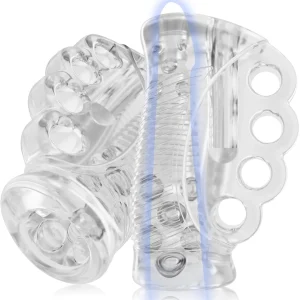 Juguete masculino: masajeador genital de bolsillo transparente, boca y textura realistas, set para hombres, juguete para adultos