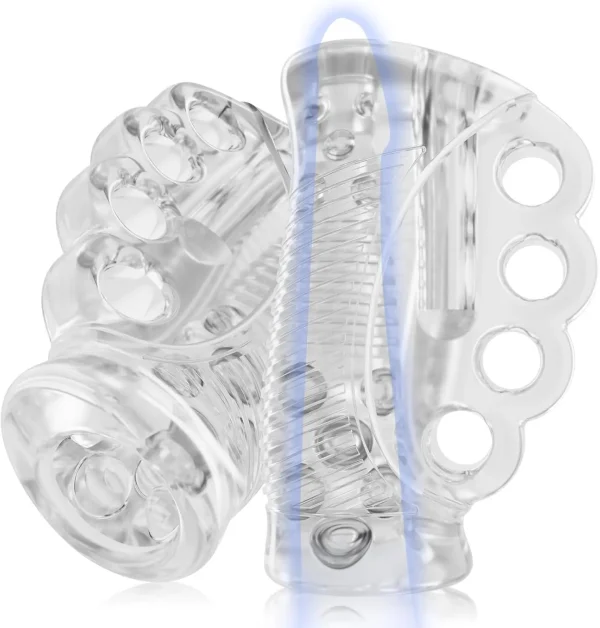 Juguete masculino: masajeador genital de bolsillo transparente, boca y textura realistas, set para hombres, juguete para adultos - Image 2
