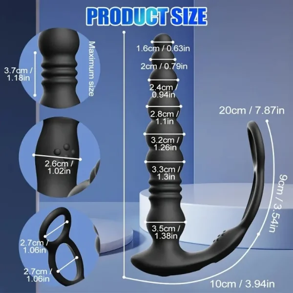 Masajeador de próstata PUMING, vibrador Anal telescópico con anillo para pene, tapón Anal, Control remoto, juguete sexual para ano portátil para hombres Gay 18+ - Image 3