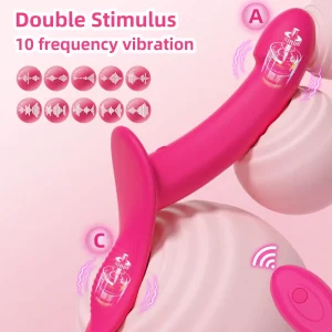 Consolador vibrador con correa, arnés ajustable, vibrador con 10 modos de vibración, arnés portátil, juguete sexual para parejas femeninas, lesbianas