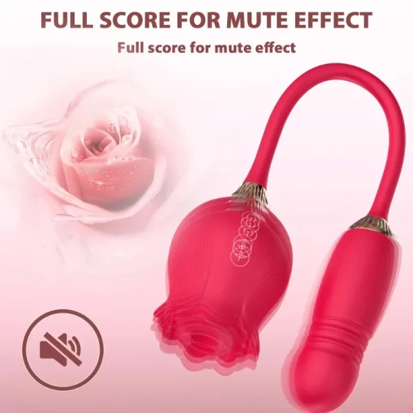 Consolador vibrador de empuje de succión de rosa para mujer, estimulador de clítoris y pezón, huevo vibrador, lengua, lamiendo clítoris, juguete sexual con ventosa - Image 5