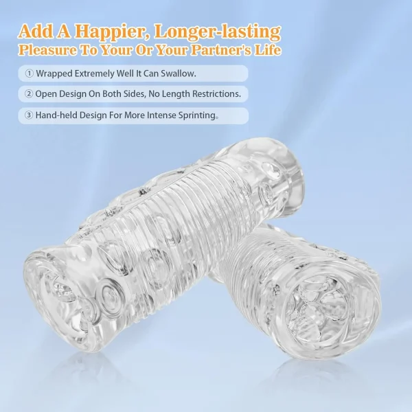 Juguete masculino: masajeador genital de bolsillo transparente, boca y textura realistas, set para hombres, juguete para adultos - Image 3