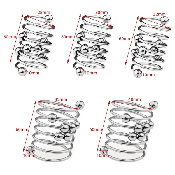 Anillo de Metal para pene, Juguetes sexuales para hombres, retardante de eyaculación, estimulador del glande, esperma bloqueada, anillo para pene pesado de acero inoxidable con cuentas BDSM - Image 6