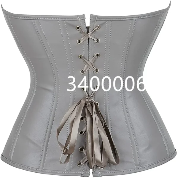 Ladies Faux Leather Corsets for Waist Pu Overbust Corsets Busties with Hot Lingerie Zipper Plus Size Burlesque Sexy Black red - Image 6