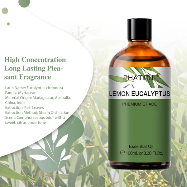 PHATOIL 100ml Essential Oils Lemon Eucalyptus Sweet Orange Cinnamon Vanilla Aroma Oils for Humidifier Diffuser Aromatherapy - Image 2