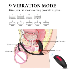 Vibrador de masaje de próstata masculino, tapón Anal de silicona, estimulador de próstata, anillo retardante de eyaculación, juguete sexual para adultos para hombres, cola 18+