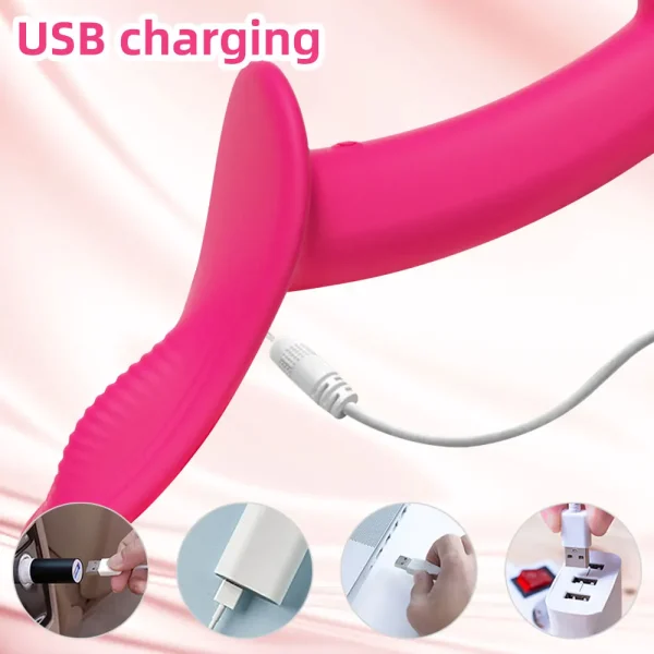 Consolador vibrador con correa, arnés ajustable, vibrador con 10 modos de vibración, arnés portátil, juguete sexual para parejas femeninas, lesbianas - Image 5