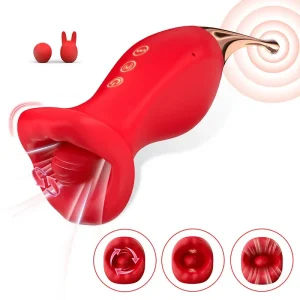 Vibrador de lengua de empuje 3 en 1, estimulador del clítoris de 10 velocidades con lamer la boca y chupar el punto G, juguete sexual para orgasmo táctil para adultos 18+