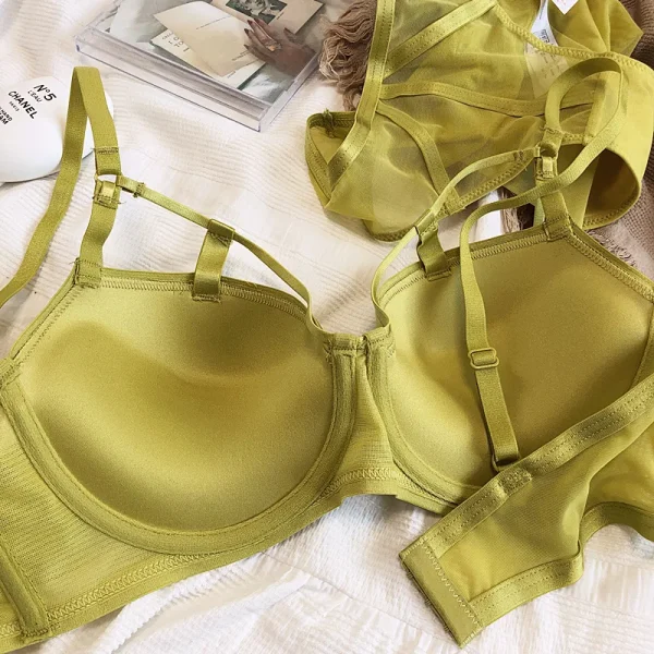 Hot Sale Women Lace Underwear Sexy Hollow Push Up Bra Set Classic Bandage Lingerie Fashion Fluorescent Plus Size C D Brassiere - Image 3