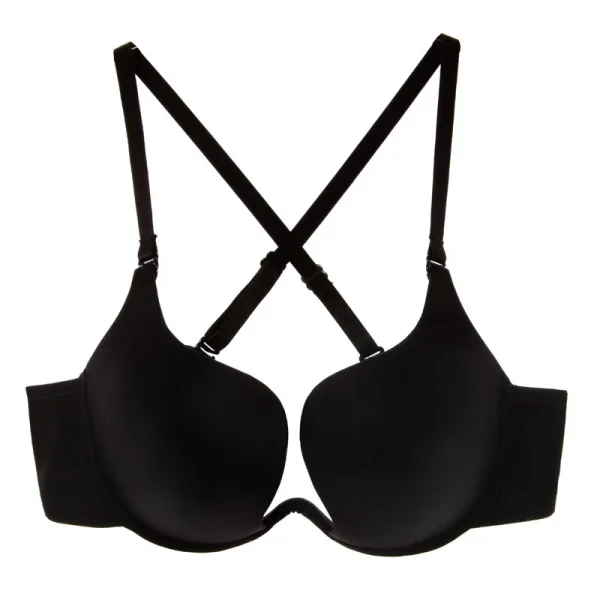 New Hot Sexy Bra Push Up U Plunge Bra Of Underwear Women D Cup Seamless Half Cup Bra And Brief Dress Lingerie Halter Solid Black - Image 3