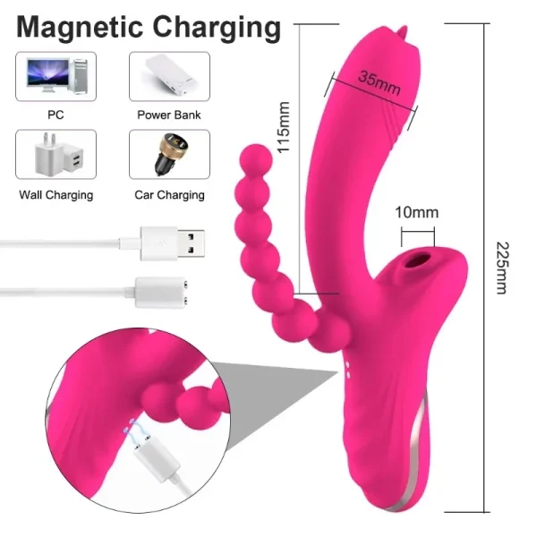 TINGNAI 3 en 1 consolador con ventosa para clítoris vibrador para mujeres clítoris punto G lengua lamiendo estimulador de vacío juguetes 10 modos de vibración - Image 4