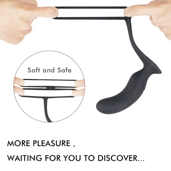Vibrador de masaje de próstata masculino, tapón Anal de silicona, estimulador de próstata, anillo retardante de eyaculación, juguete sexual para adultos para hombres, cola 18+ - Image 3